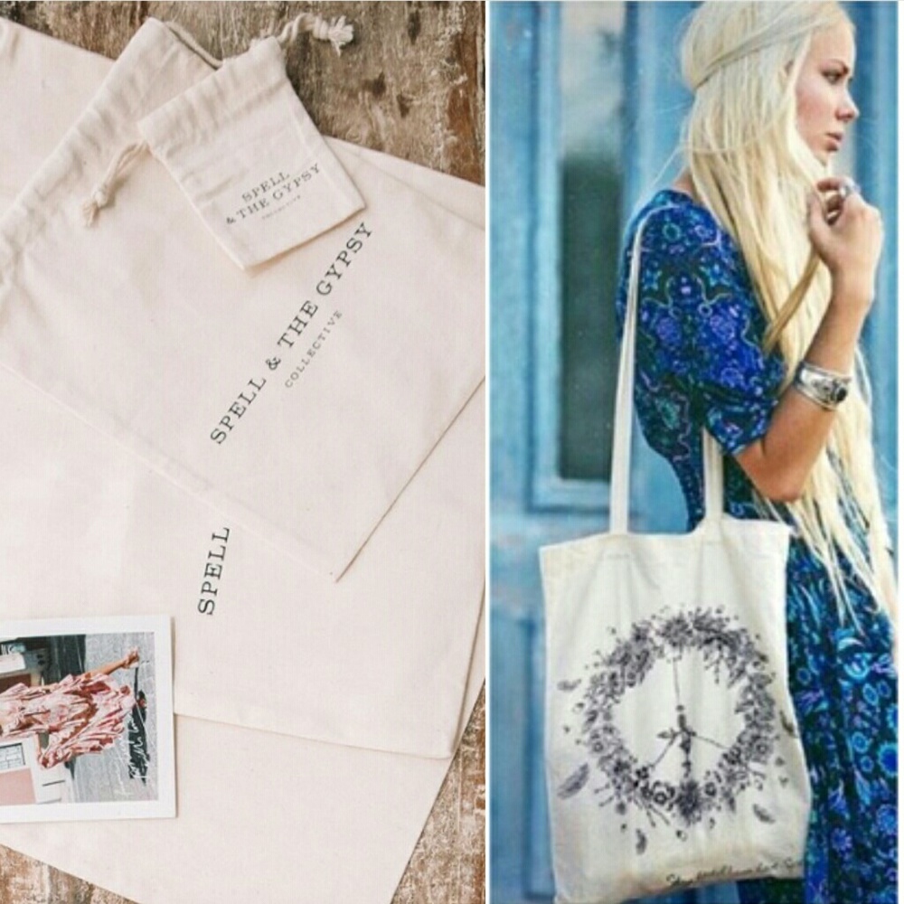 New spell designs eco tote organic cotton bag M